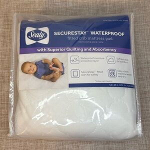 Sealy Securestay Waterproof Fitted Crib Mattress Pad 52x28 Inches New In Package